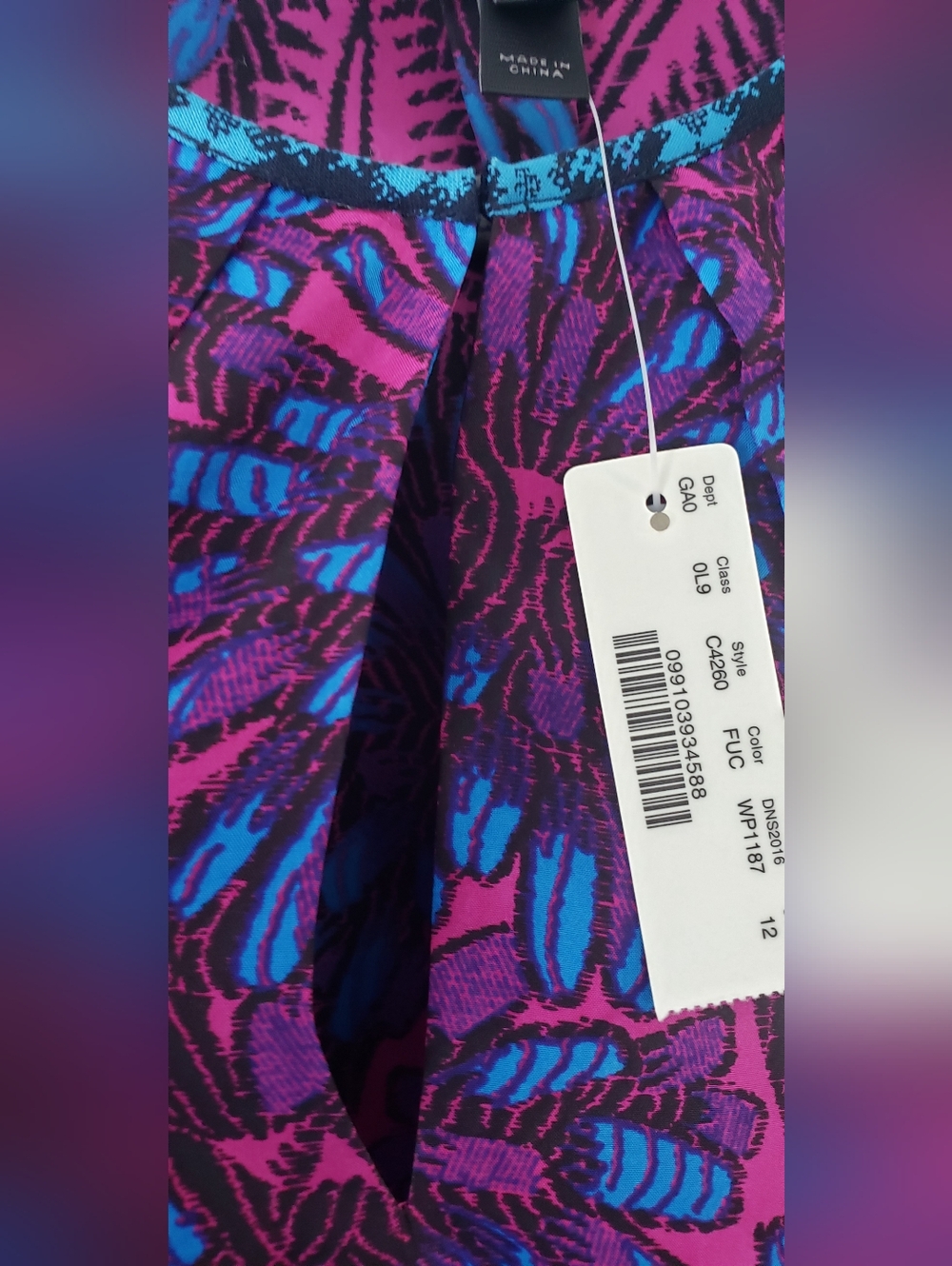 J. Crew Midnight Floral Cocoon Silk Purple and Blue Cap Sleeve Top Size 12 NWT - Picture 7 of 9